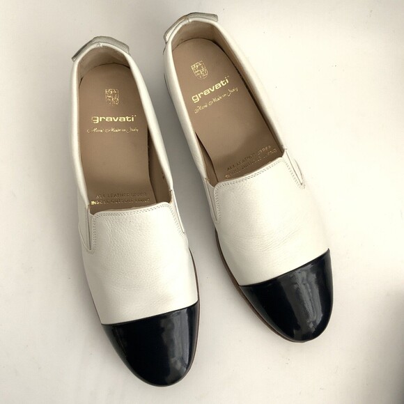 Gravati Loafers Size 6.5M White Blue All Leather Hand Made Cap-toe Italy - Picture 11 of 12